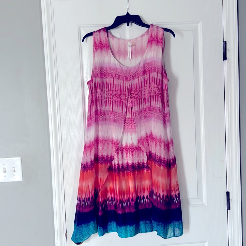 NY Collection Multicolor Sleeve Women Dress, LARGE, used great condition.